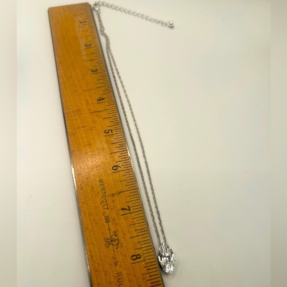 Vintage Avon CZ Marquise Silver Necklace Sparkling Pendant​​​ - Picture 7 of 12